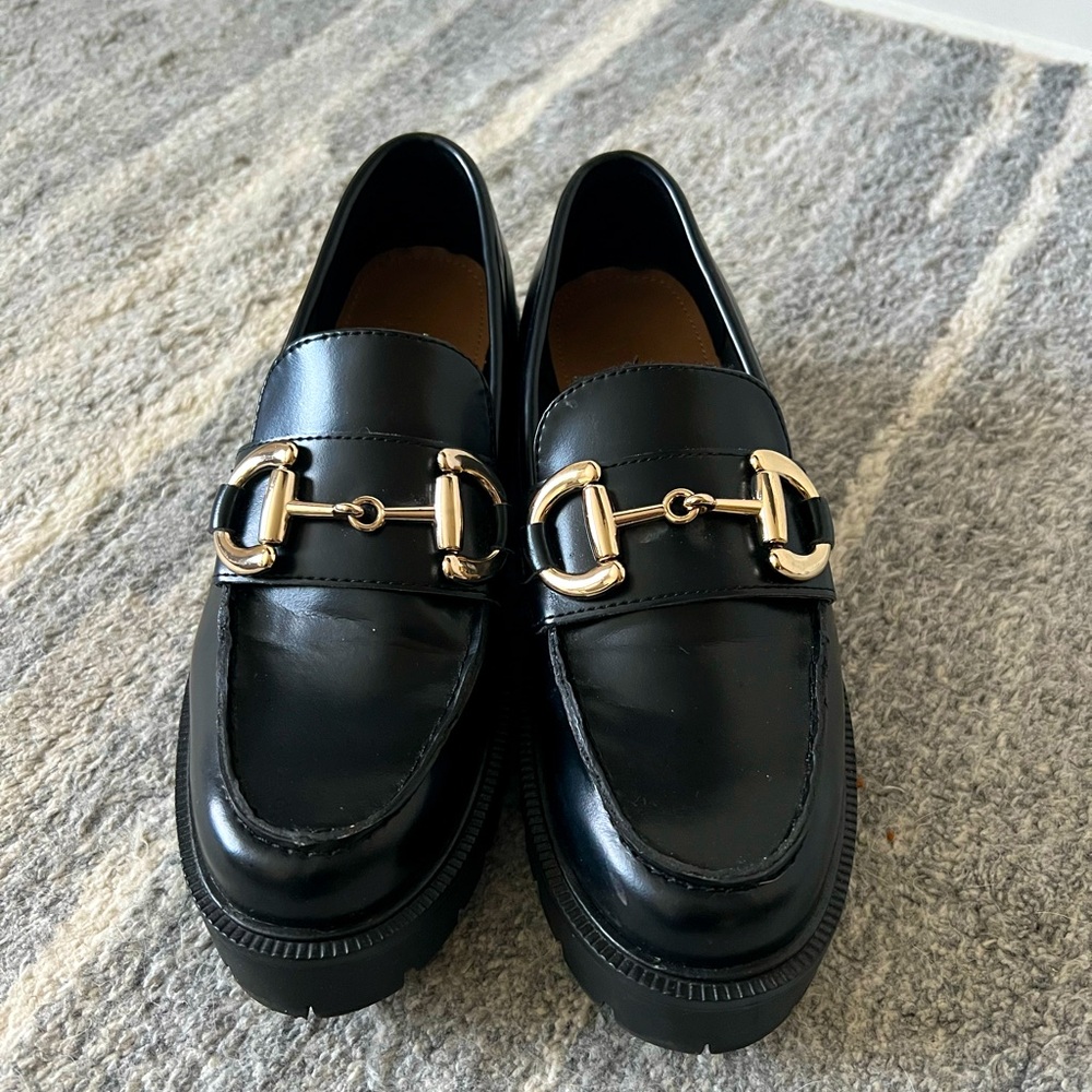 Black chunky loafers